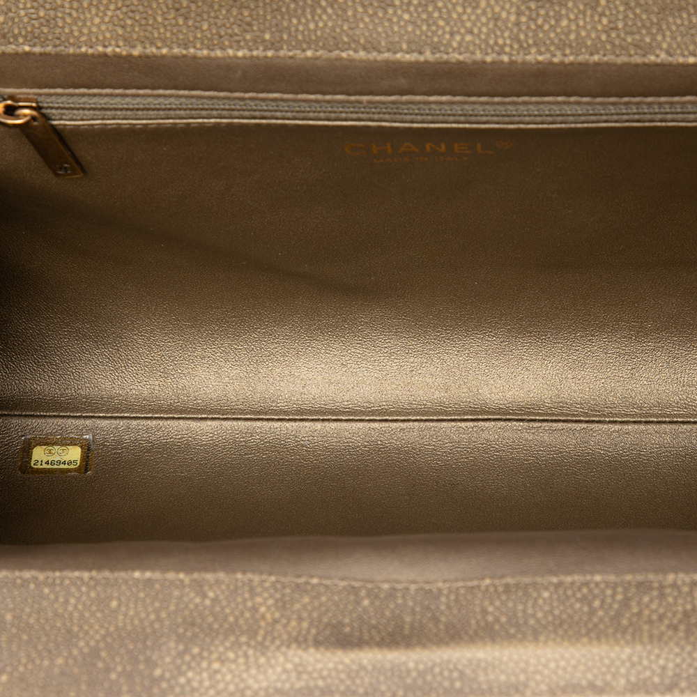 Pre-Loved Chanel Large CC Quilted Metallic Caviar Frame Clutch - Picture 4 of 6